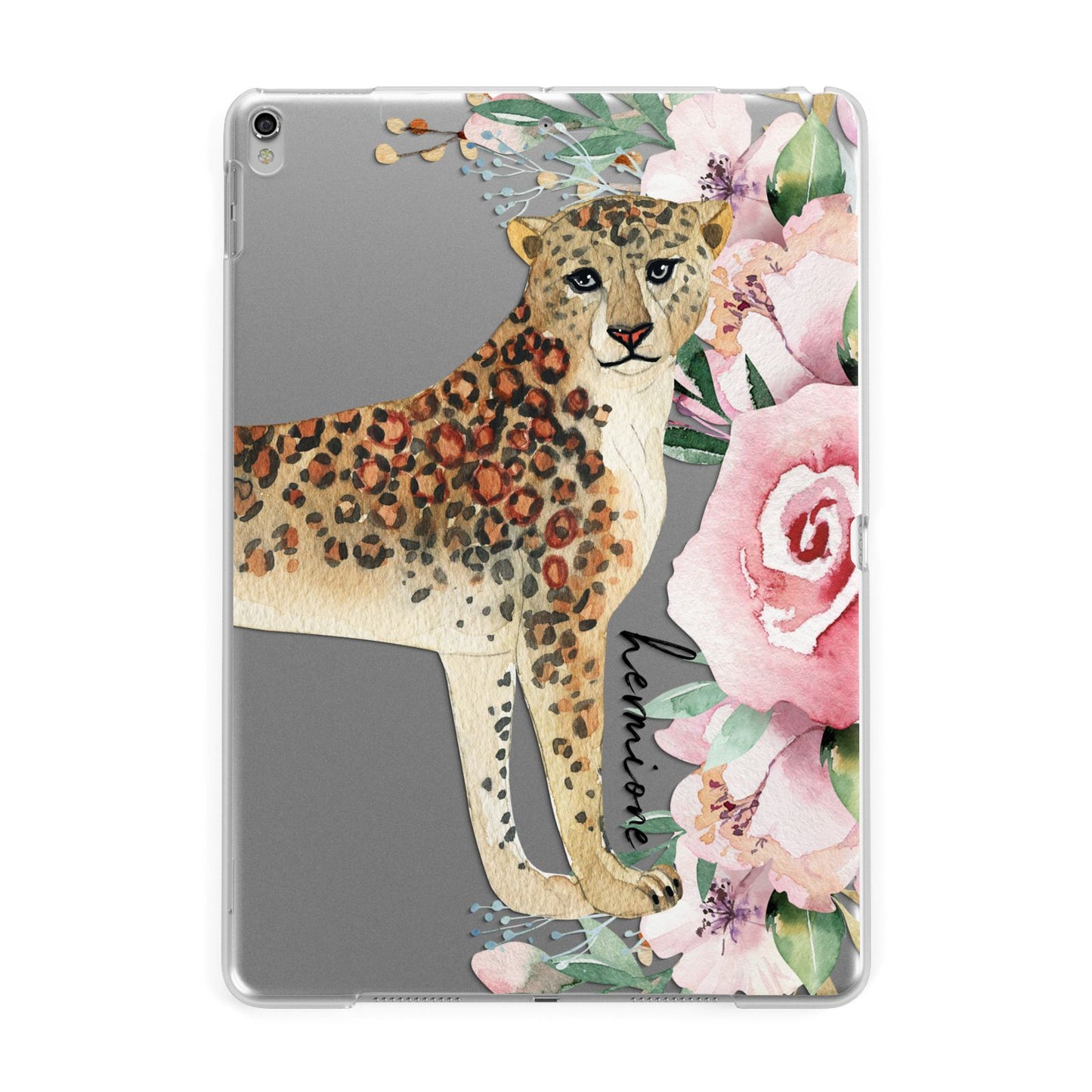 Personalised Leopard Apple iPad Silver Case