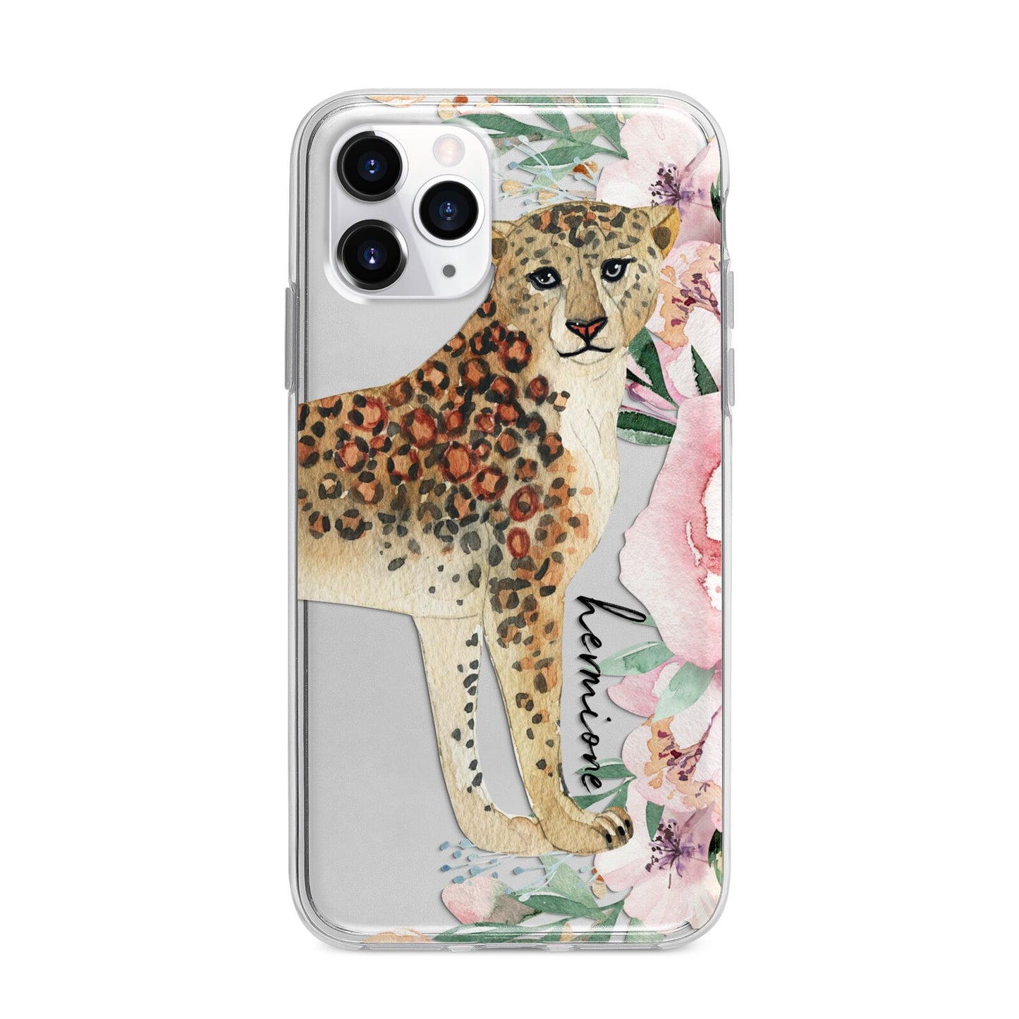 Personalised Leopard Apple iPhone 11 Pro Max in Silver with Bumper Case