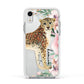 Personalised Leopard Apple iPhone XR Impact Case White Edge on Silver Phone