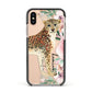 Personalised Leopard Apple iPhone Xs Impact Case Black Edge on Gold Phone