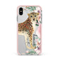 Personalised Leopard Apple iPhone Xs Max Impact Case Pink Edge on Silver Phone