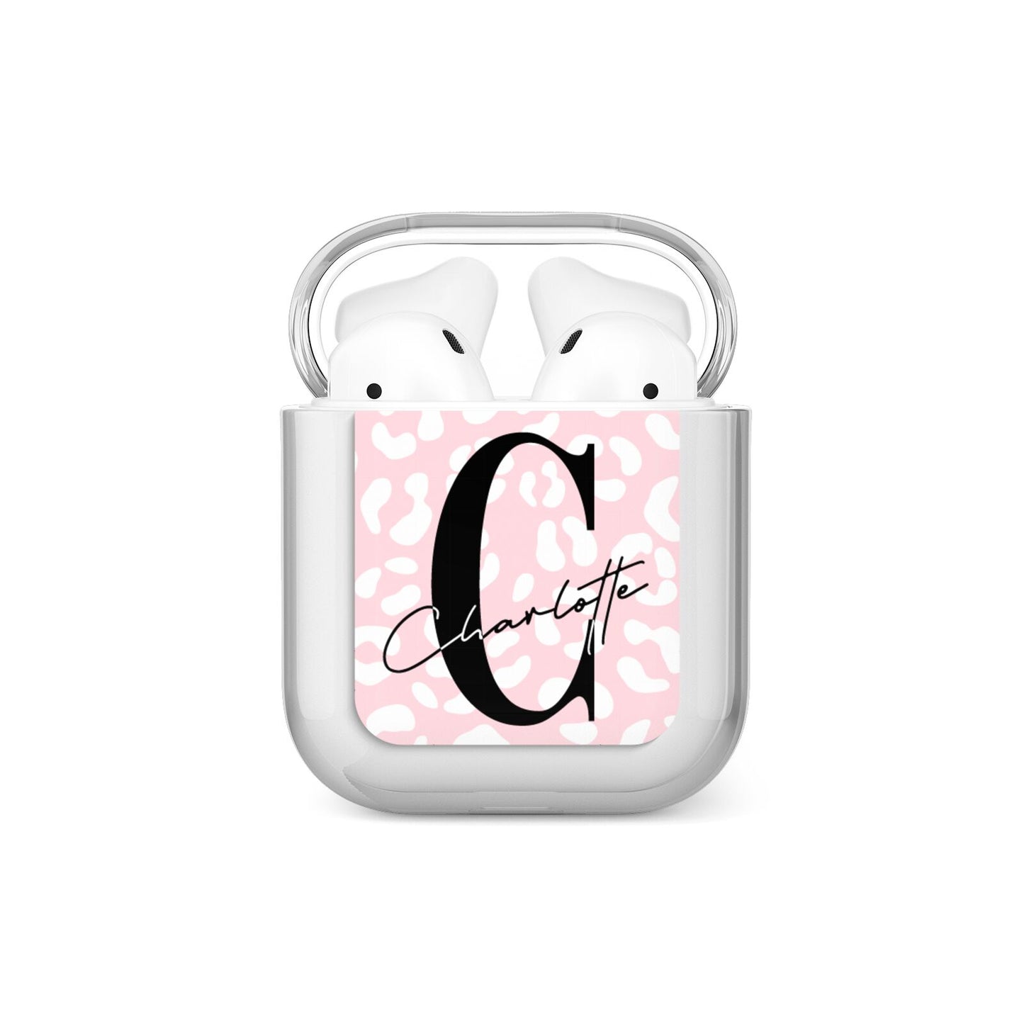 Personalised Leopard Pink White AirPods Case
