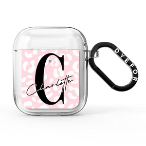 Personalised Leopard Pink White AirPods Case