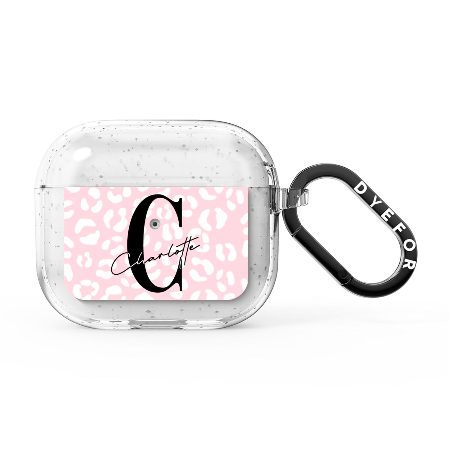 Personalised Leopard Pink White AirPods Glitter Case 3rd Gen