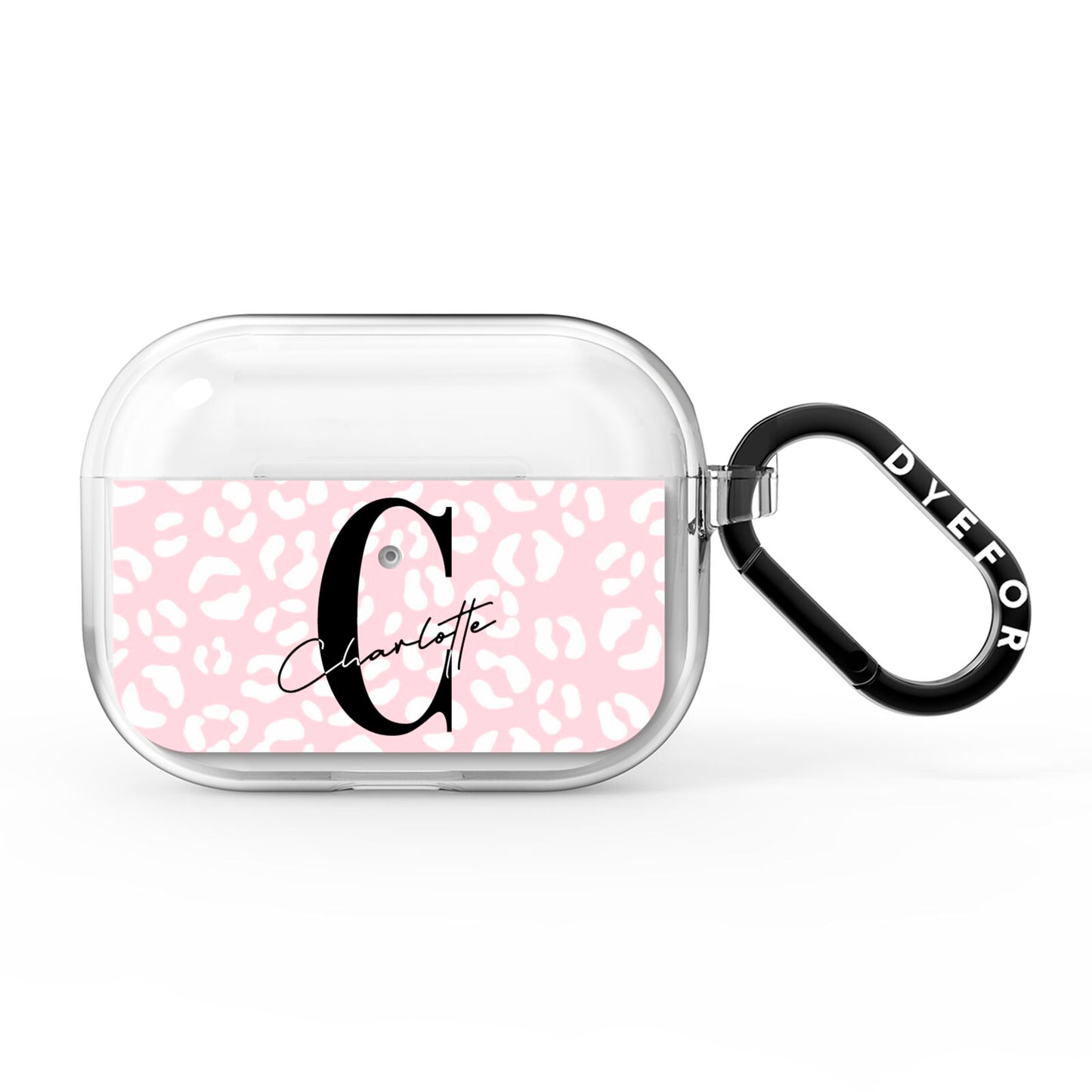 Personalised Leopard Pink White AirPods Pro Clear Case