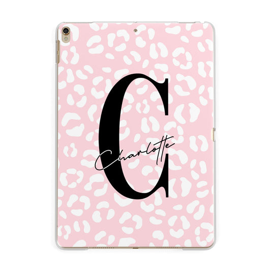 Personalised Leopard Pink White Apple iPad Gold Case