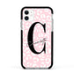 Personalised Leopard Pink White Apple iPhone 11 in White with Black Impact Case