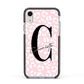 Personalised Leopard Pink White Apple iPhone XR Impact Case Black Edge on Silver Phone