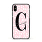 Personalised Leopard Pink White Apple iPhone Xs Impact Case Black Edge on Black Phone