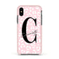 Personalised Leopard Pink White Apple iPhone Xs Impact Case Pink Edge on Black Phone