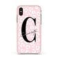Personalised Leopard Pink White Apple iPhone Xs Impact Case Pink Edge on Gold Phone