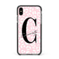 Personalised Leopard Pink White Apple iPhone Xs Max Impact Case Black Edge on Black Phone