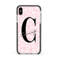Personalised Leopard Pink White Apple iPhone Xs Max Impact Case Black Edge on Silver Phone