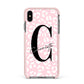 Personalised Leopard Pink White Apple iPhone Xs Max Impact Case Pink Edge on Black Phone