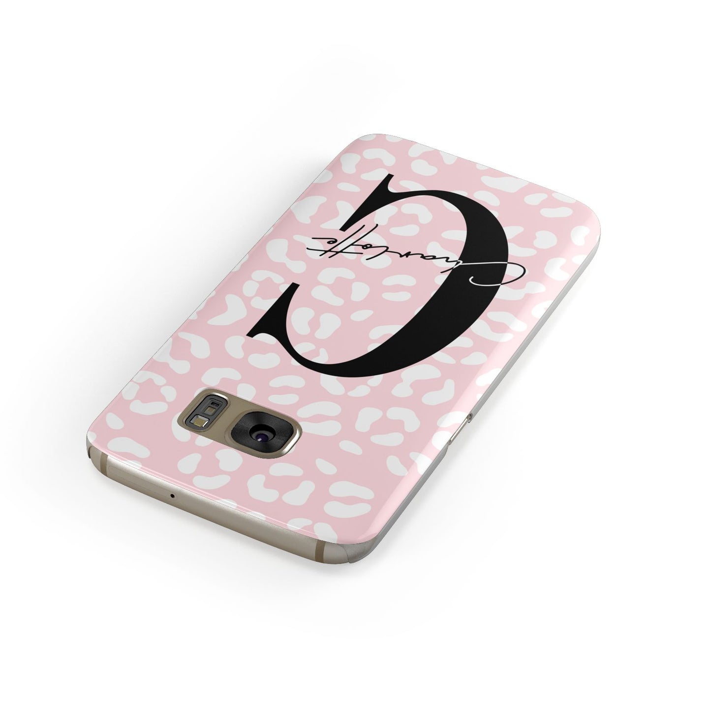 Personalised Leopard Pink White Samsung Galaxy Case Front Close Up