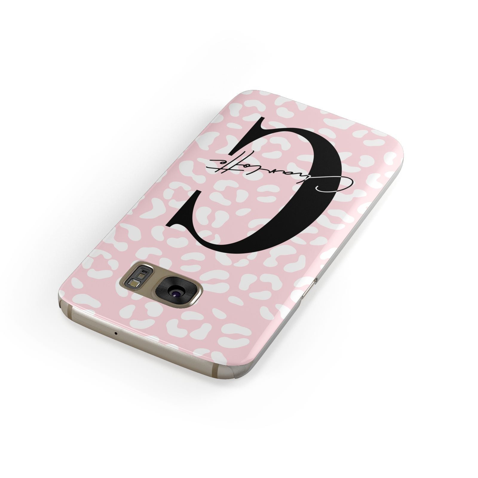 Personalised Leopard Pink White Samsung Galaxy Case Front Close Up