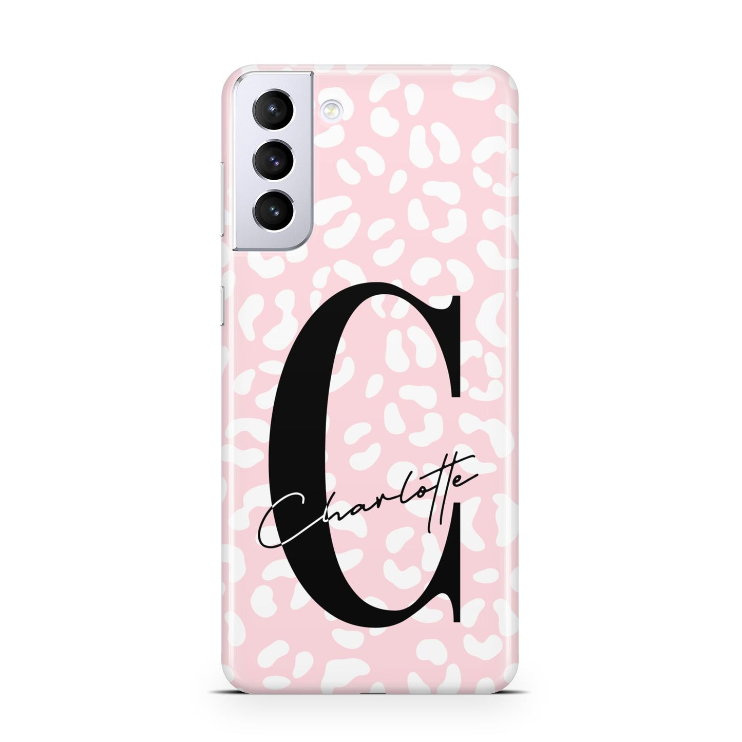 Personalised Leopard Pink White Samsung S21 Plus Case