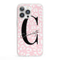 Personalised Leopard Pink White iPhone 13 Pro Clear Bumper Case
