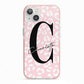 Personalised Leopard Pink White iPhone 13 TPU Impact Case with Pink Edges