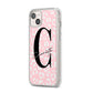 Personalised Leopard Pink White iPhone 14 Plus Clear Tough Case Starlight Angled Image