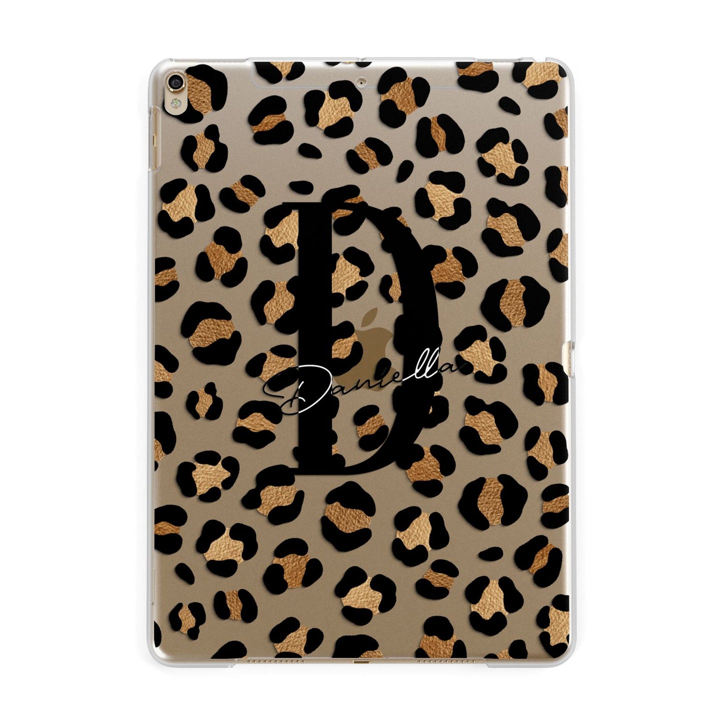 Personalised Leopard Print Apple iPad Gold Case