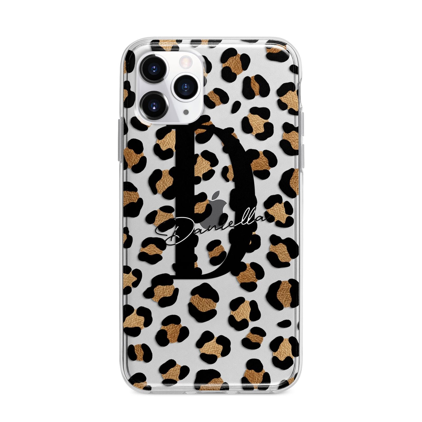 Personalised Leopard Print Apple iPhone 11 Pro Max in Silver with Bumper Case