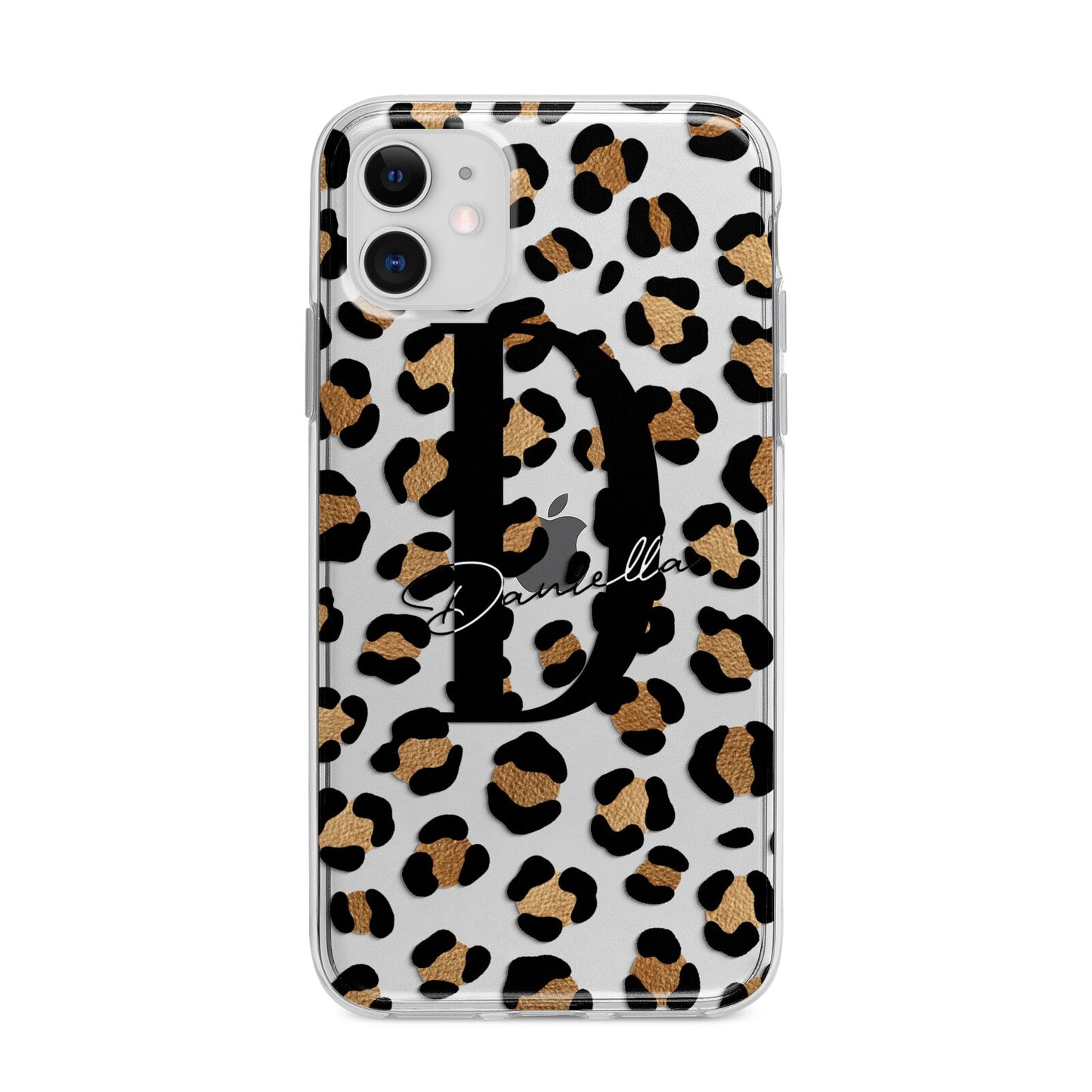 Personalised Leopard Print Apple iPhone 11 in White with Bumper Case