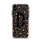 Personalised Leopard Print Apple iPhone Xs Impact Case Pink Edge on Black Phone