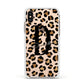Personalised Leopard Print Apple iPhone Xs Impact Case White Edge on Gold Phone
