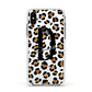 Personalised Leopard Print Apple iPhone Xs Impact Case White Edge on Silver Phone