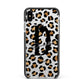 Personalised Leopard Print Apple iPhone Xs Max Impact Case Black Edge on Silver Phone