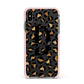Personalised Leopard Print Apple iPhone Xs Max Impact Case Pink Edge on Black Phone