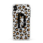 Personalised Leopard Print Apple iPhone Xs Max Impact Case White Edge on Silver Phone