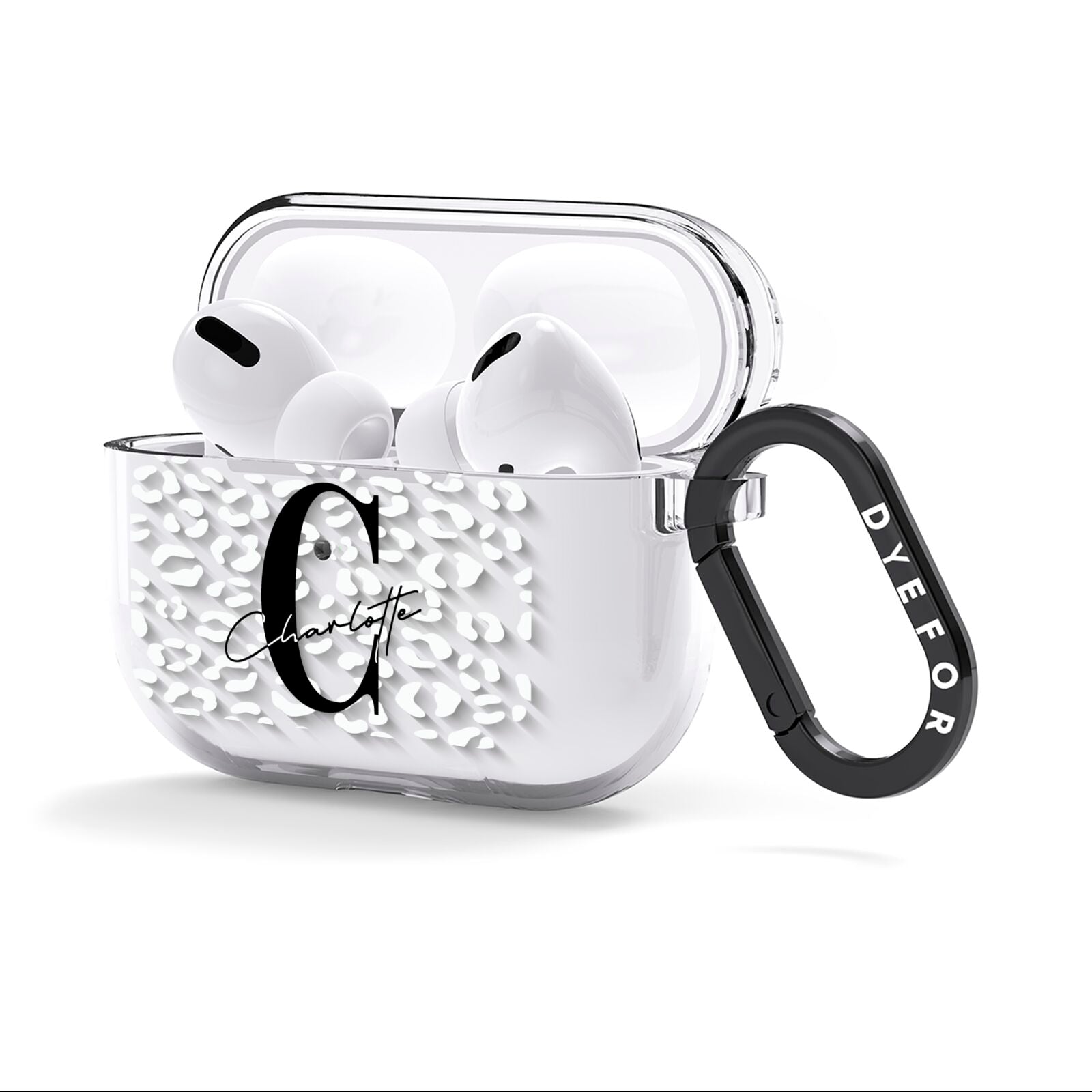 Personalised Leopard Print Clear AirPods Clear Case 3rd Gen Side Image