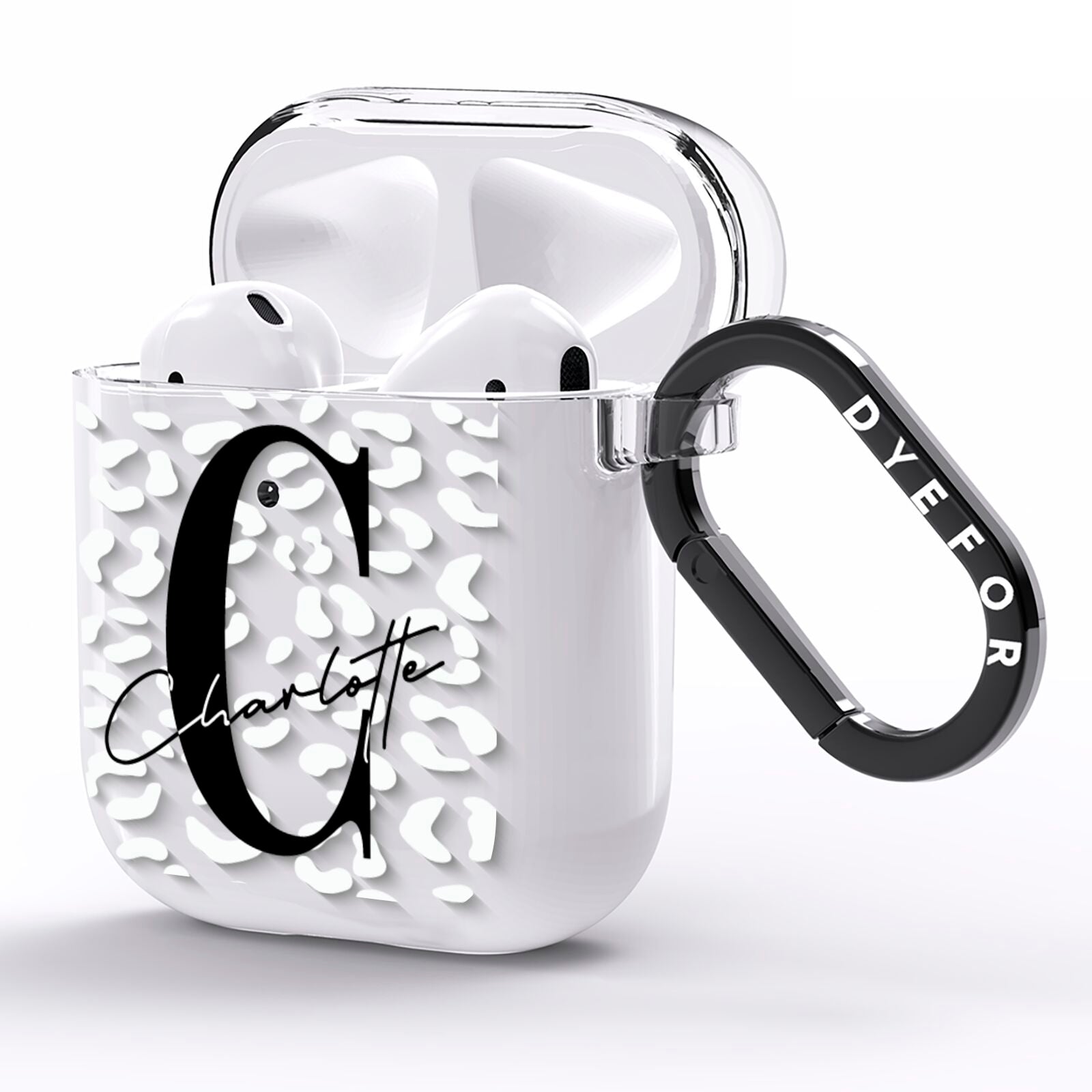 Personalised Leopard Print Clear AirPods Clear Case Side Image