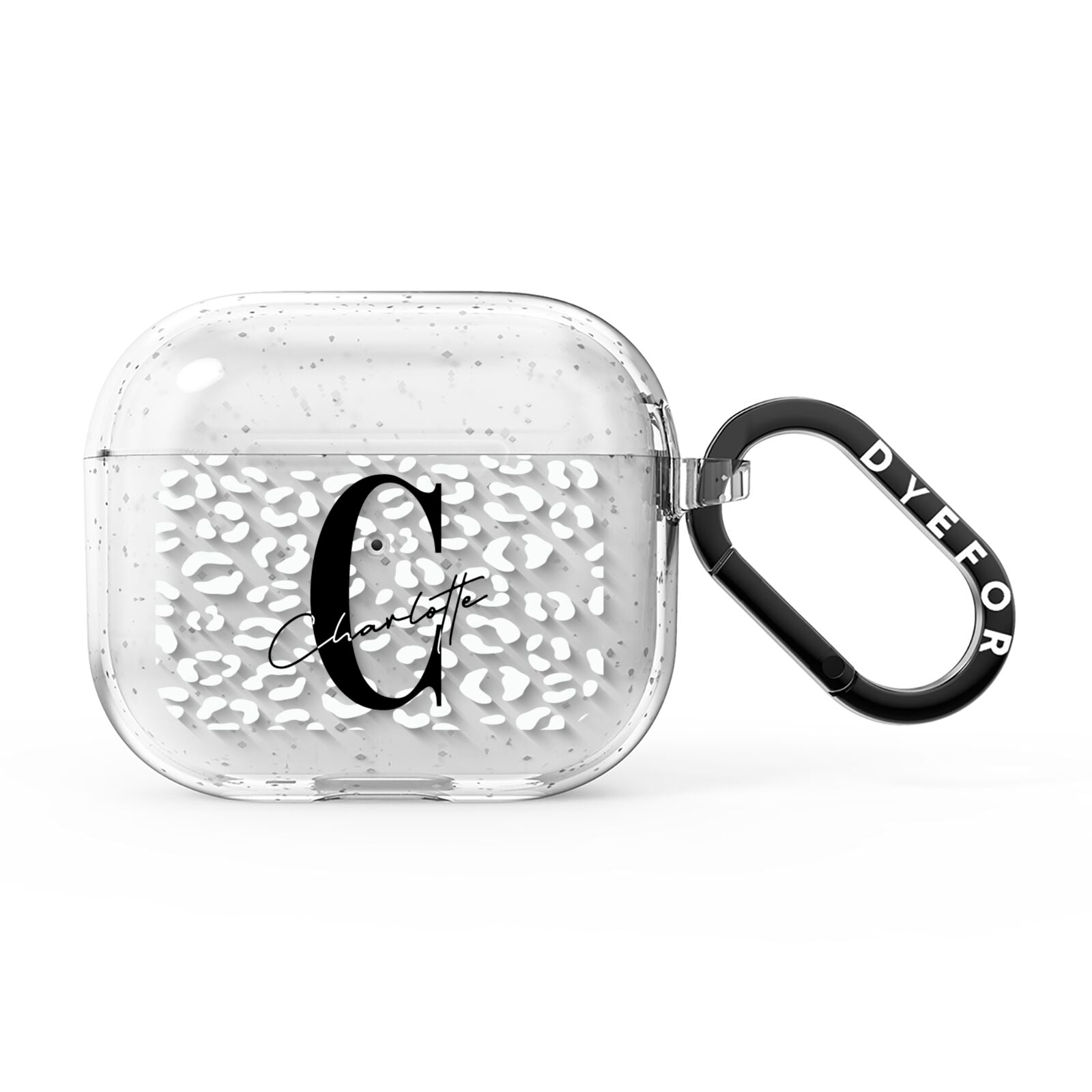 Personalised Leopard Print Clear AirPods Glitter Case 3rd Gen