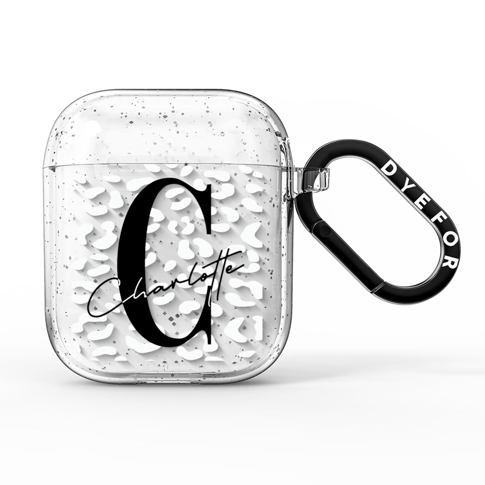 Personalised Leopard Print Clear AirPods Glitter Case
