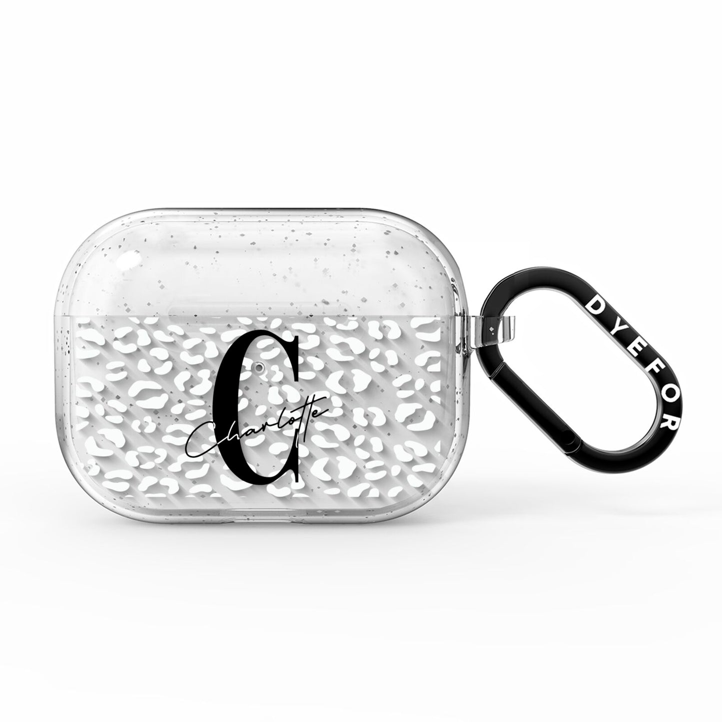 Personalised Leopard Print Clear AirPods Pro Glitter Case
