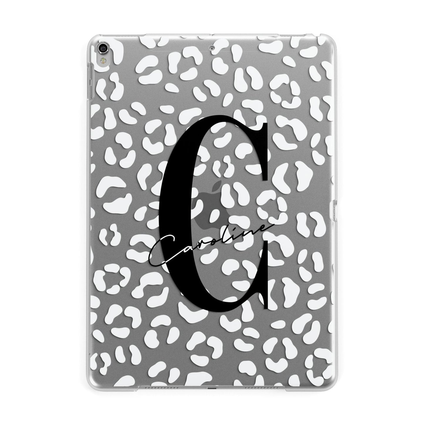 Personalised Leopard Print Clear Apple iPad Silver Case
