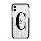 Personalised Leopard Print Clear Apple iPhone 11 in White with Black Impact Case