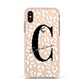 Personalised Leopard Print Clear Apple iPhone Xs Impact Case Pink Edge on Gold Phone
