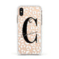 Personalised Leopard Print Clear Apple iPhone Xs Impact Case White Edge on Gold Phone