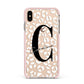 Personalised Leopard Print Clear Apple iPhone Xs Max Impact Case Pink Edge on Gold Phone