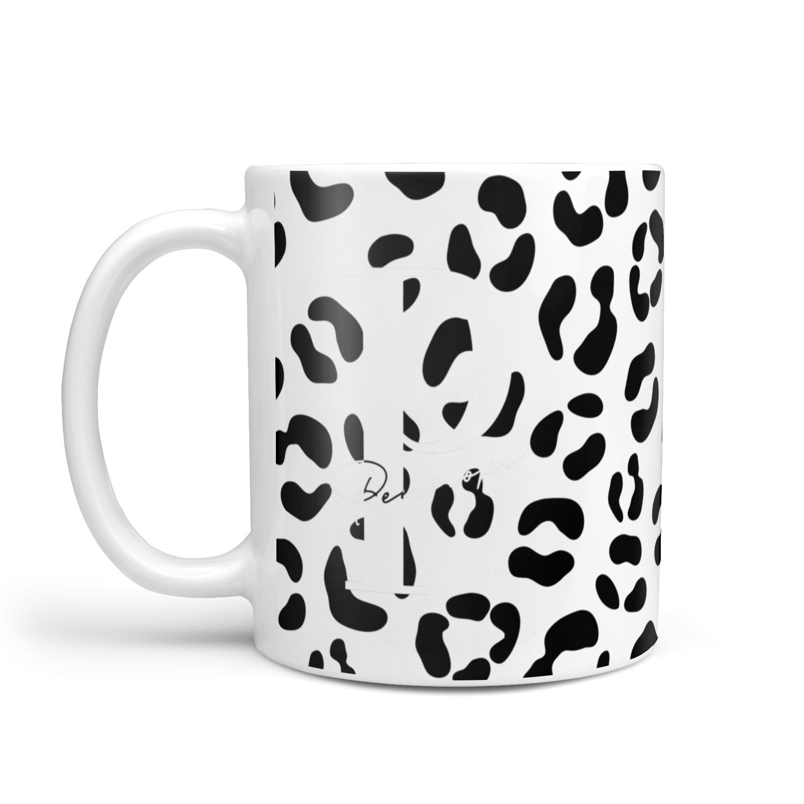 Personalised Leopard Print Clear Black 10oz Mug Alternative Image 1