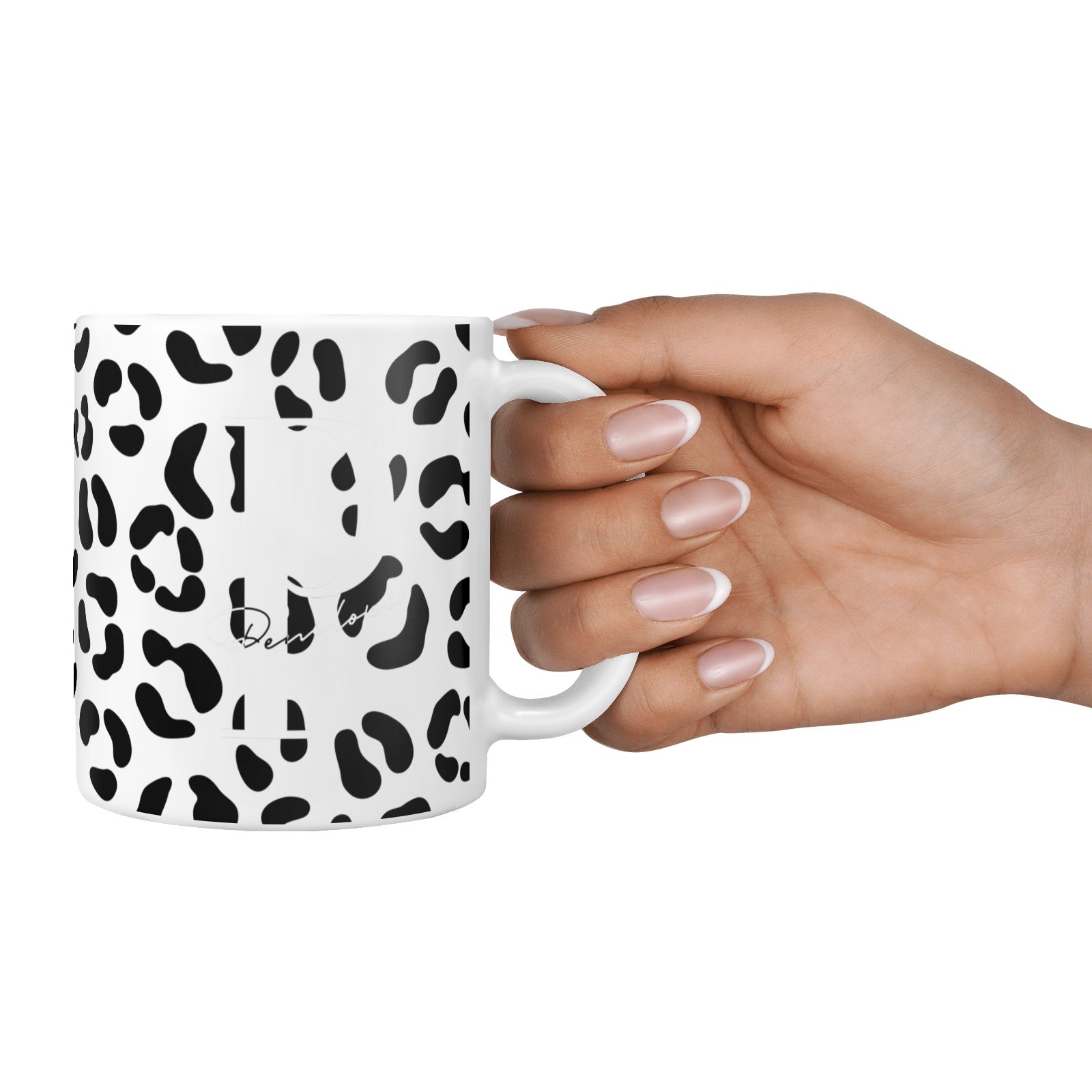 Personalised Leopard Print Clear Black 10oz Mug Alternative Image 4