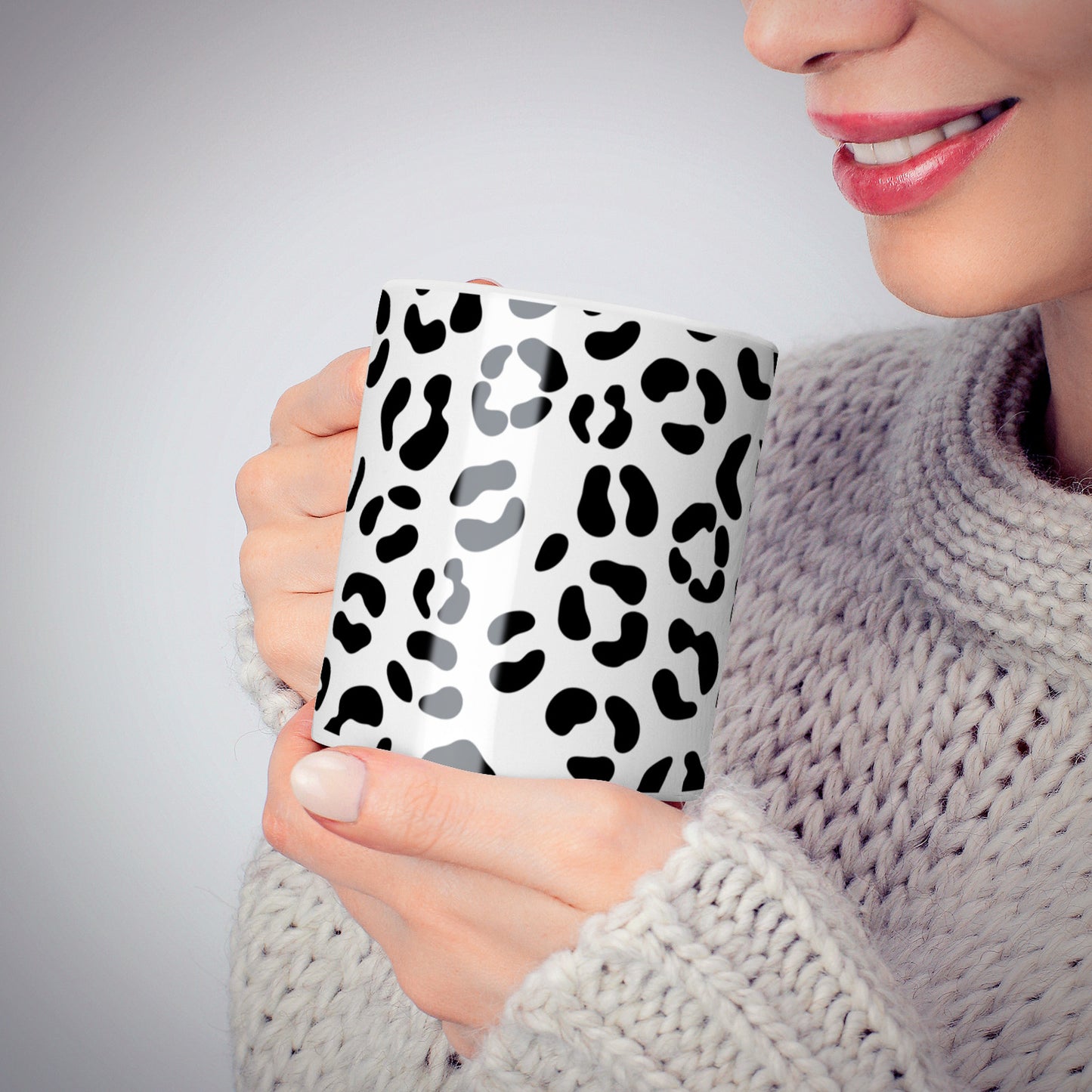 Personalised Leopard Print Clear Black 10oz Mug Alternative Image 6