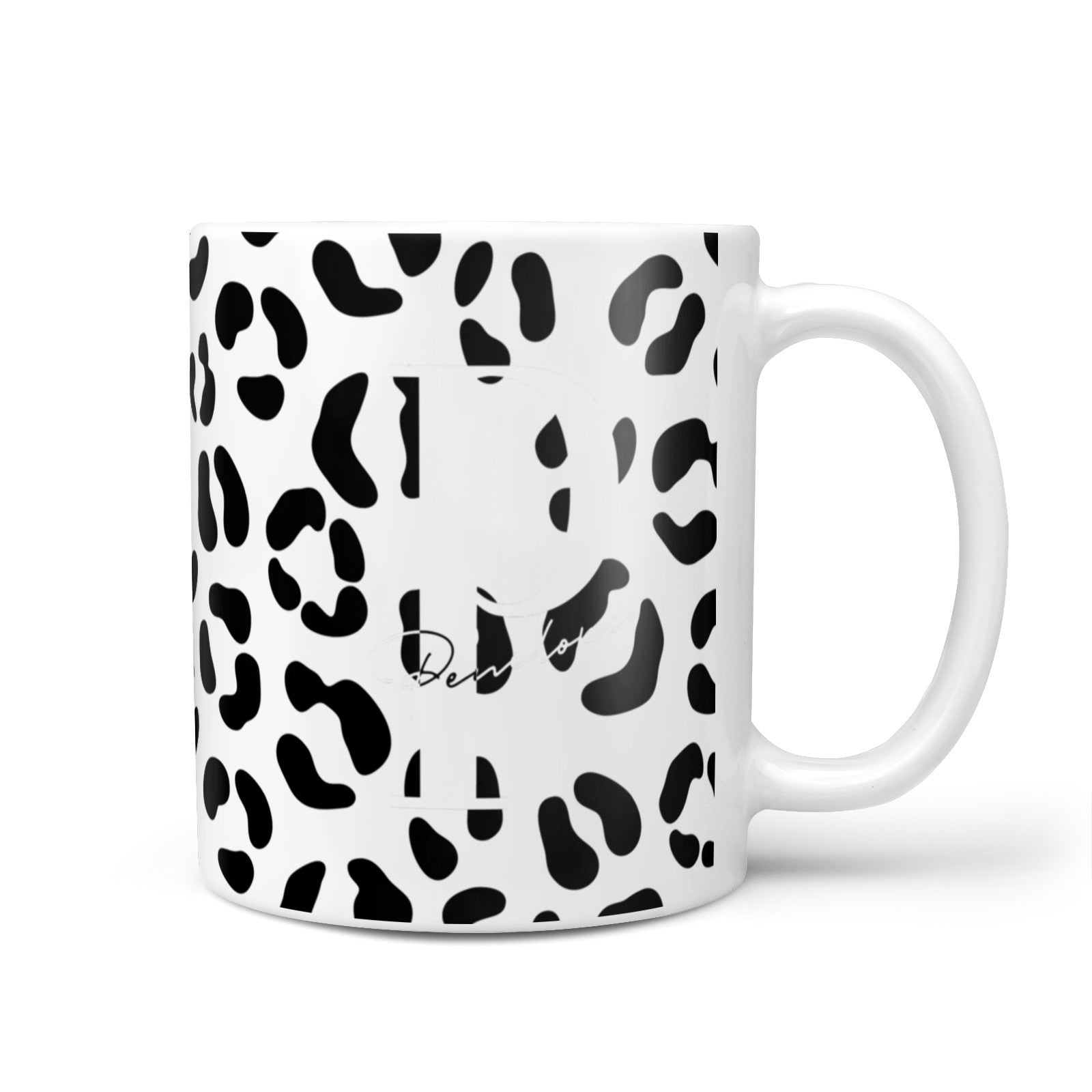Personalised Leopard Print Clear Black 10oz Mug