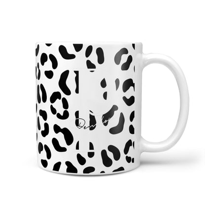Personalised Leopard Print Clear Black 10oz Mug