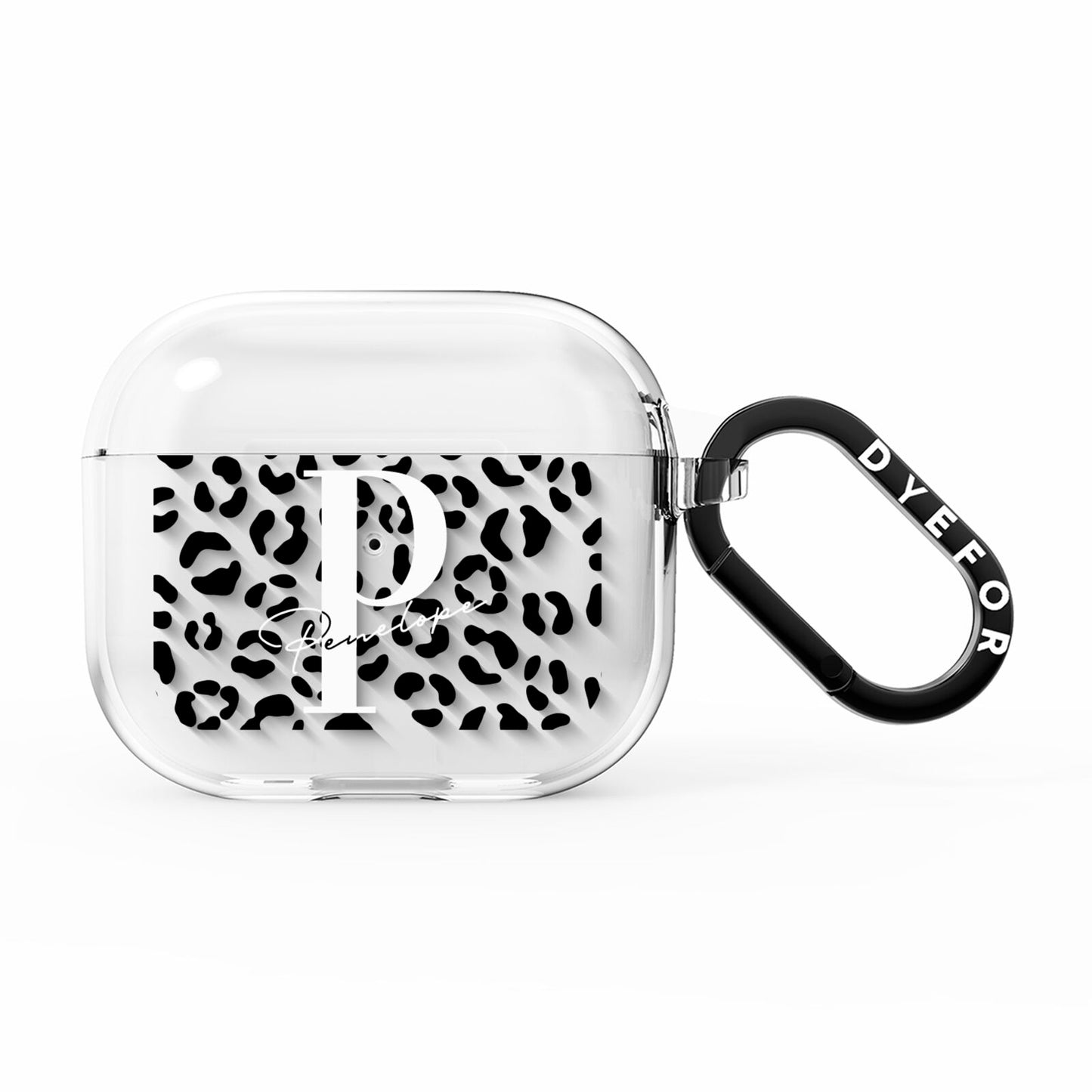 Personalised Leopard Print Clear Black AirPods Clear Case 3rd Gen