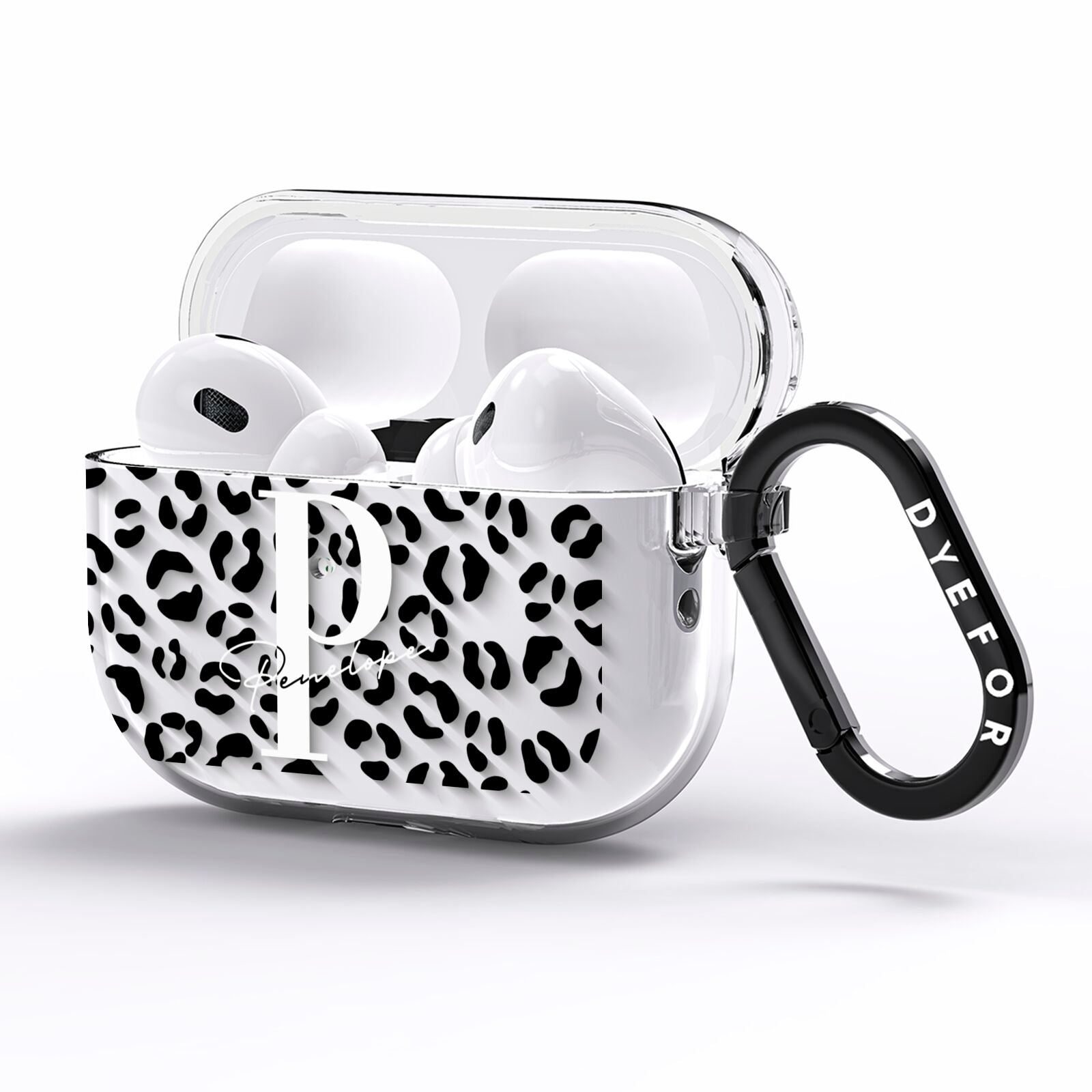 Personalised Leopard Print Clear Black AirPods Pro Clear Case Side Image
